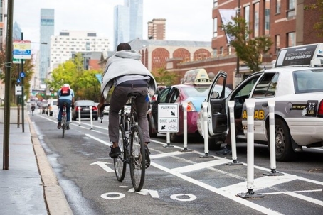 biker in a bike lane